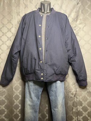 Vintage White Bear Clothing Co Men's Large Blue Bomber Jacket