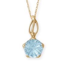 18" 14 Karat 14k Gold Precision Cut Sky Blue Topaz Necklace