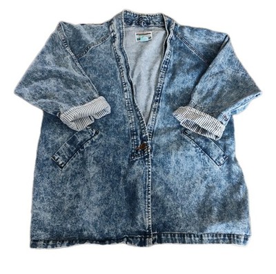 VTG 80s Stefano Acid Wash Denim Jacket Women s Sz 20 Grunge Oversized Street