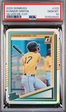 KONNOR GRIFFIN 2025 DONRUSS RATED PROSPECT /75 SILVER DIE CUT PSA 10 GEM POP 2