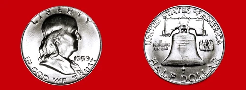 1959-D FRANKLIN HALF DOLLAR SILVER 50C GEM-BU+++ (MS+++ FROM ROLL) MUST SEE FBL!