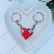 Personalized Initial Heart Keychain Set, Matching Keychain Couple Valentine Gift