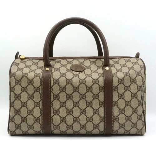 Gucci PVC Canvas Leather Handbag Brown rh29870685452