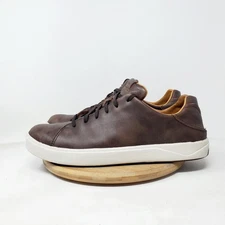 Olukai Lae'Ahi Li Ili Shoe Mens 10.5 Brown Leather Casual Fold Down Heel Sneaker