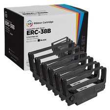 Paquete de 6 cartuchos de cinta negros LD ERC-38B para Epson ERC-38 TM-300A TM-300B TM-300