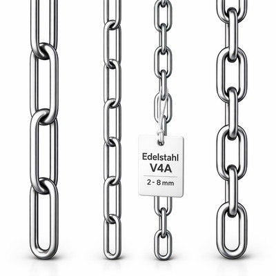 Edelstahlkette VA4 2 -8 mm Rundstahlkette Ankerkette Edelstahl Kette Stahlkette