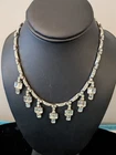 Vintage Signed BOGOFF Rhinestone Choker, Necklace, Costume Jewelry Safety Chain
