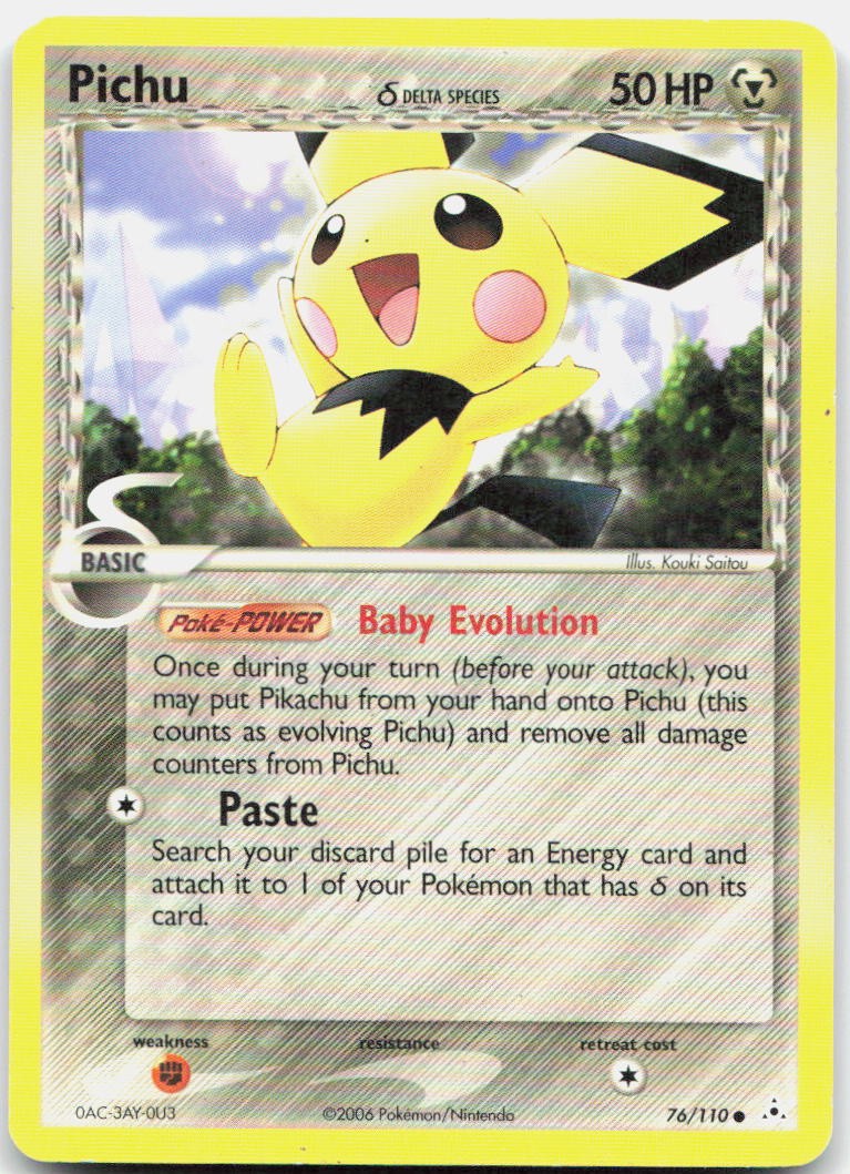 Pichu 76/110 Common Holon Phantoms Pokemon Moderately Played
