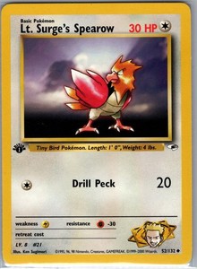 Lt. Surge's Spearow 1st Edition 52/132 Gym Heroes - Pokemon Card - NM