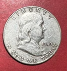 1949S US Franklin SILVER Half Dollar! "San Francisco" Mint! FINE! "KEY" DATE!
