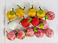 14 Spun Satin Unbreakable Ornaments Mixed Red Green Gold White