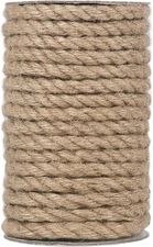 Vivifying Jute Rope, 50 Feet 8mm Natural Heavy Duty Twine for Crafts, Cat Scratc
