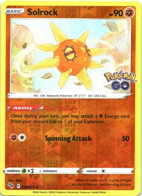 Solrock Uncommon Pokemon GO 039/078 Reverse Holo  MP