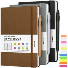 Lined Journal Notebook, 3 Pack A5 College Ruled Notebooks for Work, Hardcover...