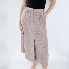 Vintage Plaid Midi High Waisted Front Pleat A-Line Skirt Size 12