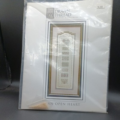 The Drawn Thread An Open Heart Cross Stitch Chart Pattern & some Beads