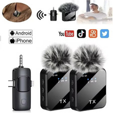 2 pcs of 3-in-1 Wireless Lavalier Microphone for iPhone & Android Best Mini Mic
