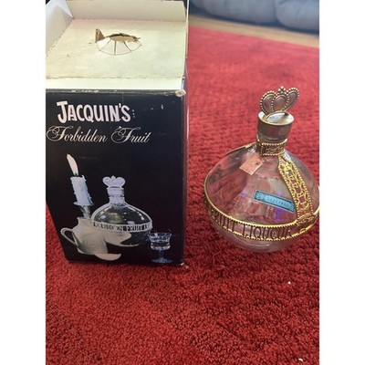 Jacquin's Forbidden Fruit Decanter 1 Quart Clear Gold Crown Stopper Vintage Box