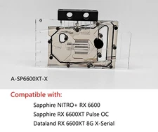 Granzon A-SP6600XT-X GPU Water Block Use For Sapphire RX 6600 XT Pulse OC
