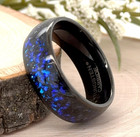 Durable 8mm Black Tungsten Ring Blue Glitter Inlay Unisex fashion Wedding Band — photo 1
