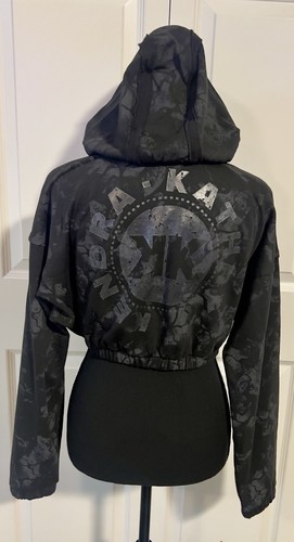 GYMSHARK Women's Size Medium Black KK FIT Cropped Hoodie Drawstring Front Zip