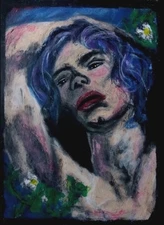 Contemporary Art Oil Chalk Painting On Paper A4