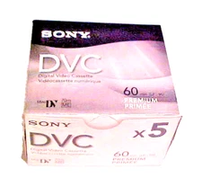 5 pack Sony mini DV DVC tape premium DVC video cassette 60 min new sealed LP 90