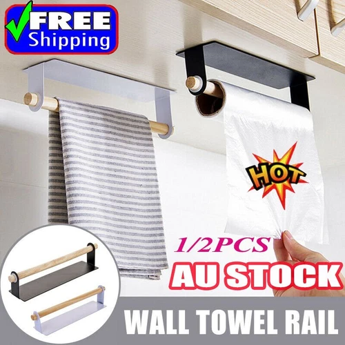 Self Adhesive Under Cabinet Kitchen Roll Holder Paper Toilet Towel Storage #T