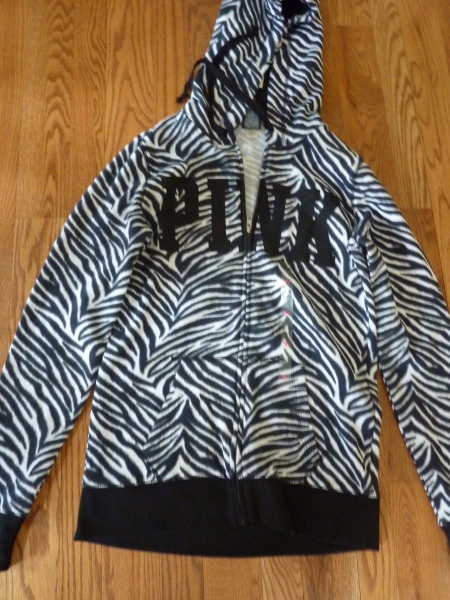 VICTORIAS SECRET PINK ZEBRA PRINT OVERSIZE ZIP HOODIE NWT | eBay