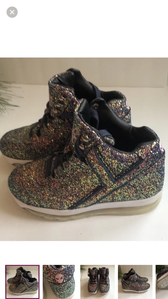 Nuevas Zapatillas altas QOZMO Brillantes TALLA 8 Cuña Swifty cómodas brillantes ¡BONITAS! Foto 3 de 4