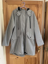 Kin John Lewis Light Mid Grey Hood Parka Mac Coat Shower Rain Size 14 /16/18