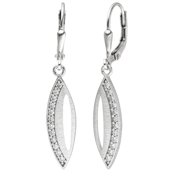 OhrhäNger Aus 925 Silber Spitzoval Mit 24 Zirkonia Weiß Ohrringe Halsschmuck-image
