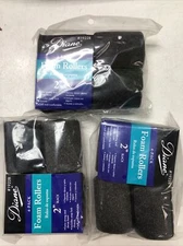 LOT OF 3 Packs DIANE BLACK FOAM HAIR ROLLERS Size 2 Inch #1922B