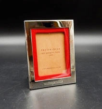 Pottery Barn Grosgrain Mini Picture Frame Silver Plated Sentiment Red Ribbon 2x3