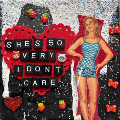 She's So Very mixed media collage art BIKINI KILL Kathleen Hanna paper doll art