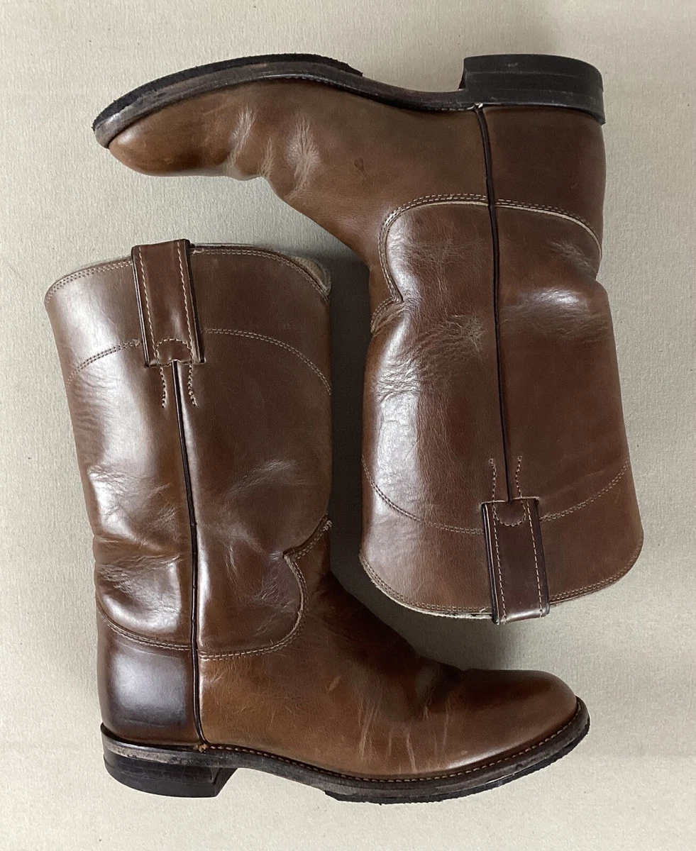 Justin Taille Hommes 9 D Marron Cuir Cowboy Western Bottes