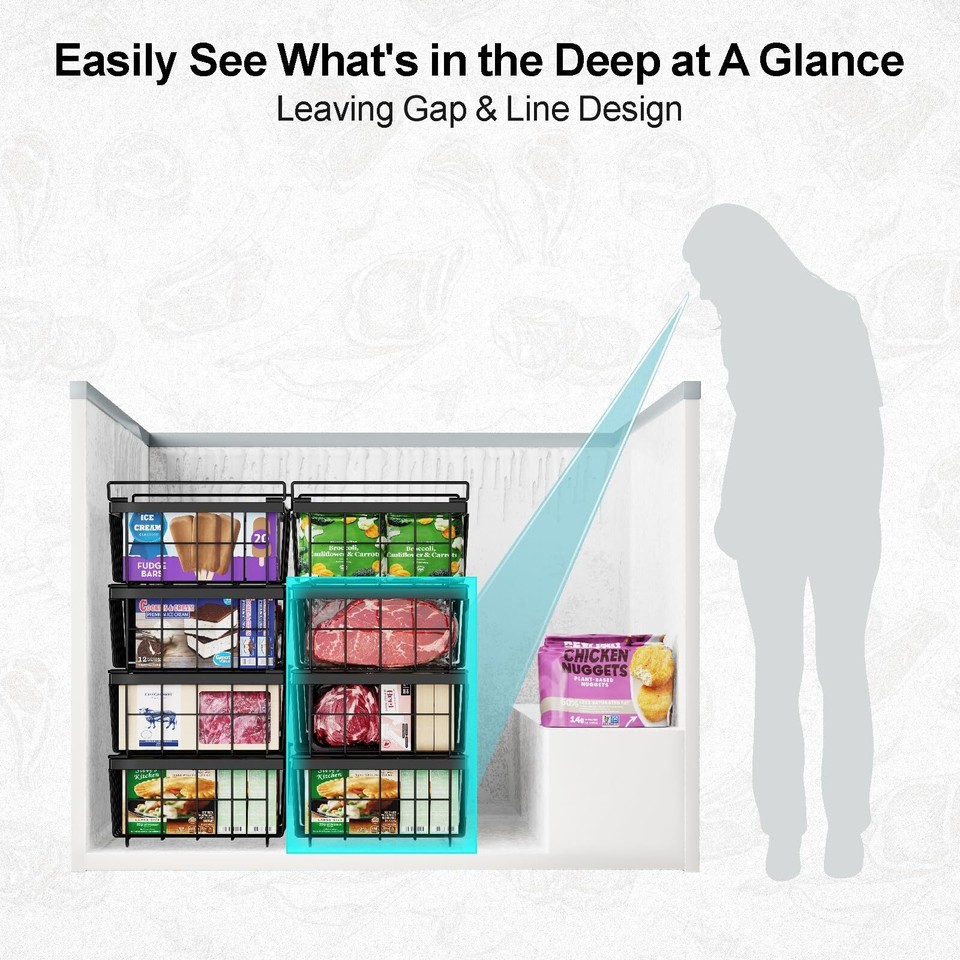 Freezer Organizer Bins Fit 10 To 20 Cu.ft Chest Freezer 2 Pack Large ...