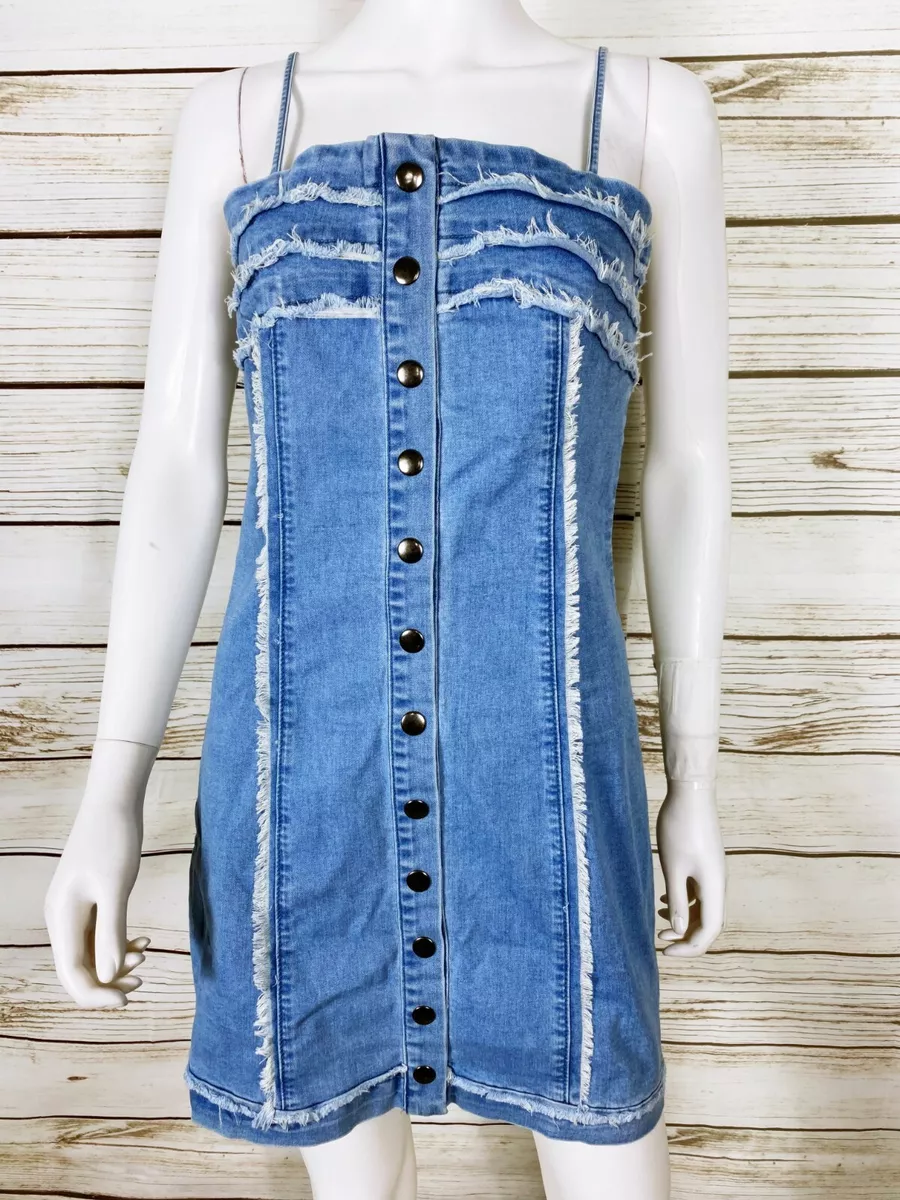 Thin strap denim clearance dress