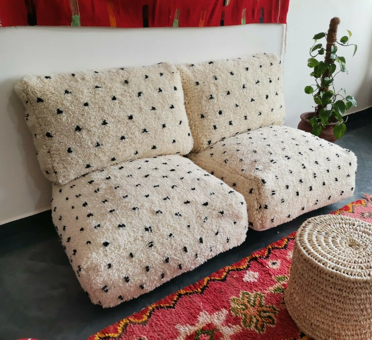 Moroccan Floor Cushion Set 2 Seats Cushions 2 Back Cushions