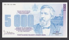 GERMANIA 5000 Mark ND UNC READER'S DIGEST - NOTA PROPAGANDA