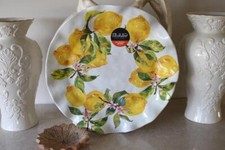 IL MULINO LEMONS MELAMINE SCALLOPED ROUND XL PLATTER TRAY YELLOW/GREEN/WHITE