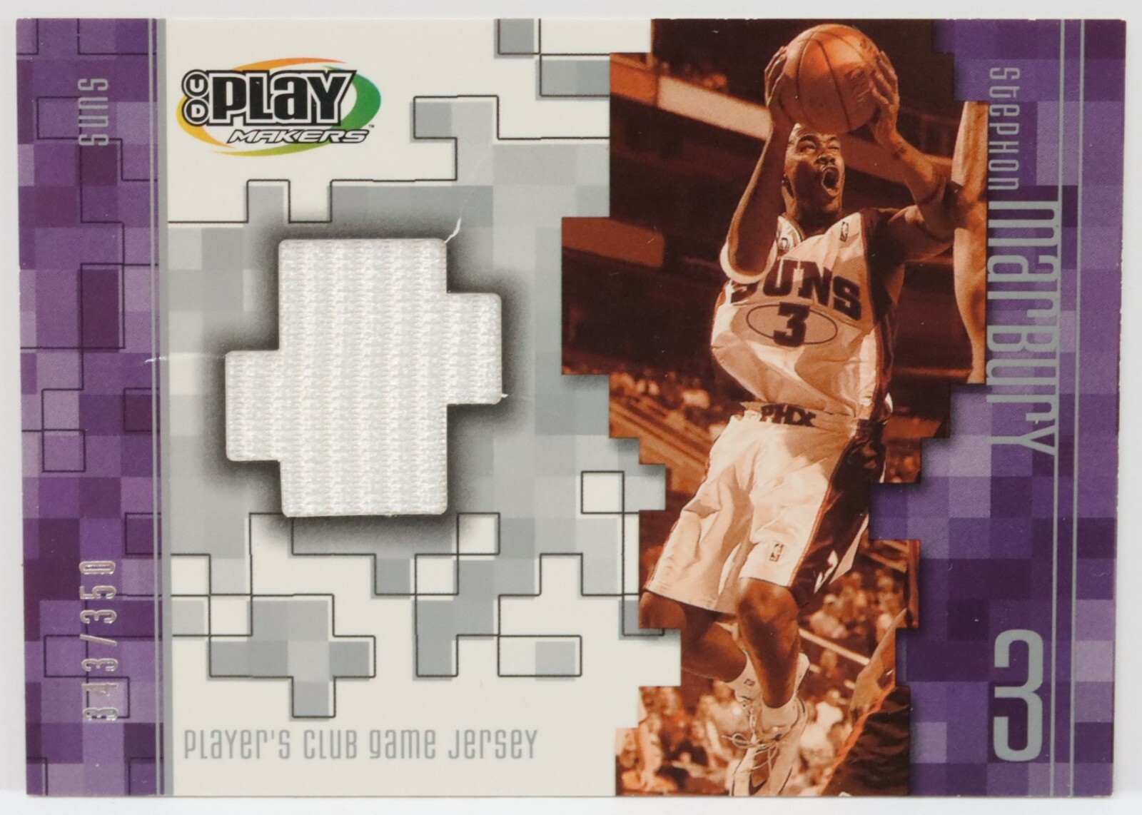 2002 UD Playmakers Stephon Marbury Game Jersey 343/350 #SM-J