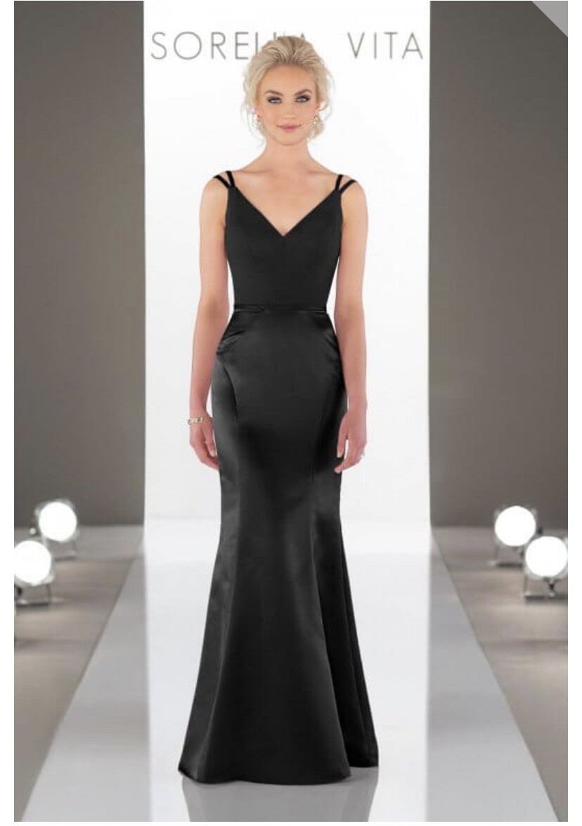 sorella vita satin bridesmaid dress Sorella Vita NEW Long Bridesmaid Dress Satin & Chiffon Size 16 Style 9206  Black