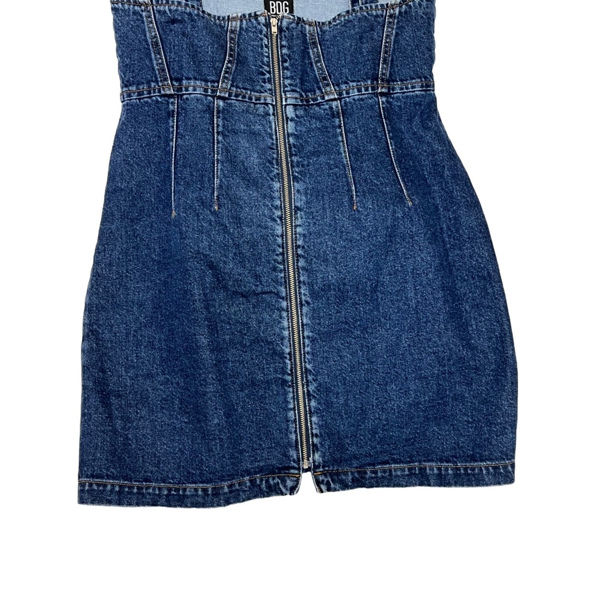 BDG Urban Outfitters Denim Mini Dress L With Front Zip Closure Adj Straps Mini BDG Urban Outfitters Denim Mini Dress L With Front Zip Closure Adj Straps Mini