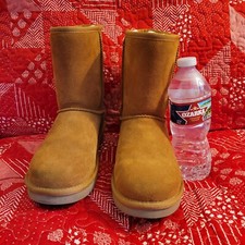 KOOLABURRA BY UGG KOOLA SHORT CHESTNUT SUEDE SHEEPSKIN WOMEN'S BOOTS SIZE US 7