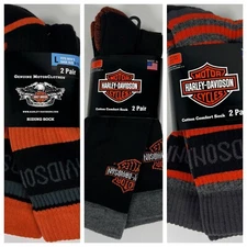 Harley Davidson Socks, Men’s Large, 3 Packs, 6 Pair NEW! Bundle Lot Variety Pack