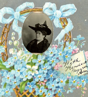 Postkarte RPPC & farbig gedruckt Dame Portrait Blume Sozialgeschichte um 1910 #100