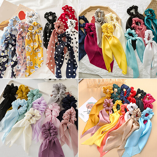 12 Haargummis Mit Schleife Aus Chiffon – Elastische Scrunchies Für Damen & Mädchen, Im 4er/12er Set