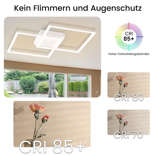LED Deckenleuchte Dimmbar Deckenlampe Wohnzimmer Flur Modern w/Fernbedienung 52W - Bild 8 von 19