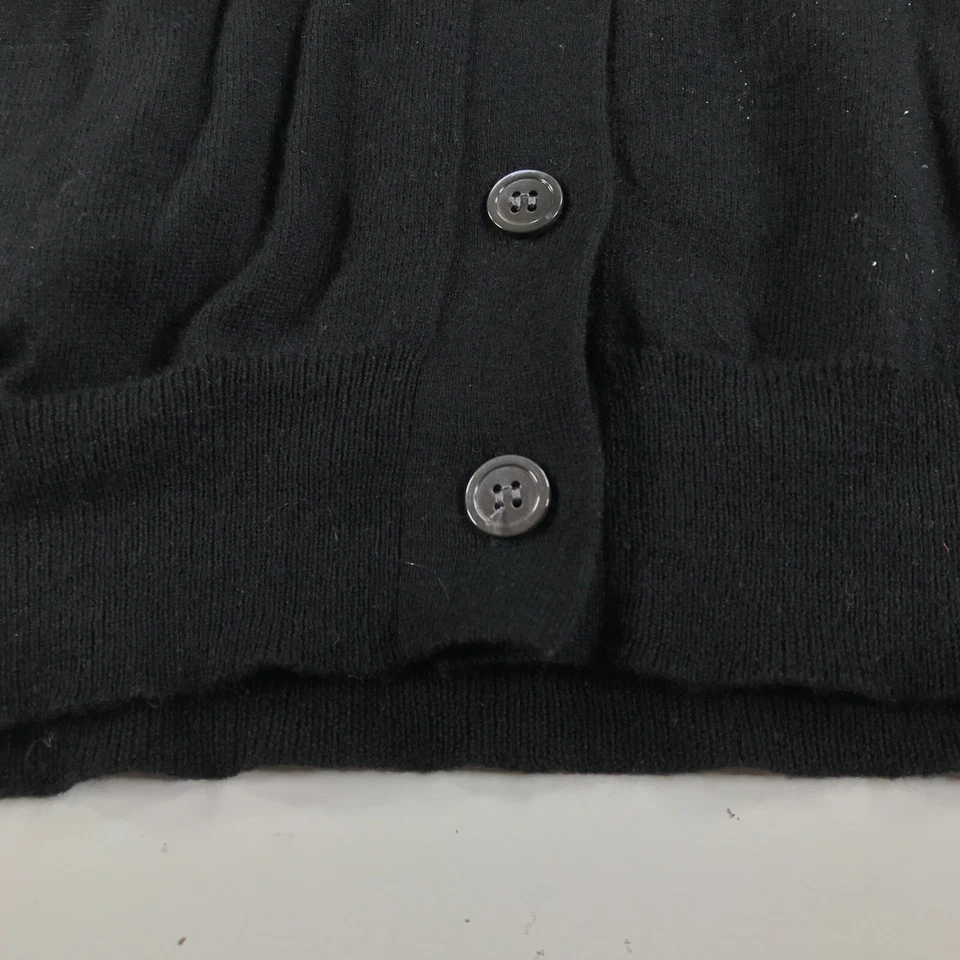 Allude 开衫毛衣女式中号黑色羊绒混纺纽扣前 V 领 — 第 3/4 张图片